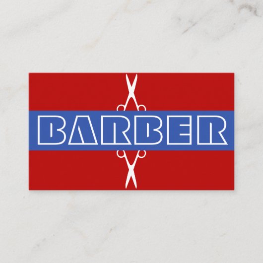 Barber shop modern wit rood blauw visitekaartje (Voorkant)