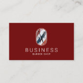 Barber Shop Moderne Barber Pool Logo Rood Haar Visitekaartje (Voorkant)