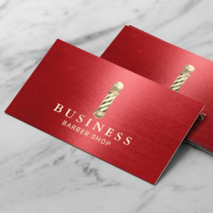 Barber Shop Moderne Rood & Goud Haar Stylist Visitekaartje