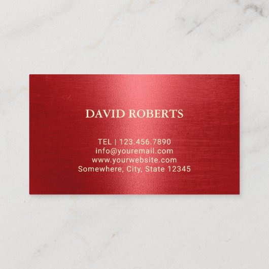 Barber Shop Moderne Rood & Goud Haar Stylist Visitekaartje (Achterkant)