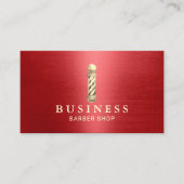 Barber Shop Moderne Rood & Goud Haar Stylist Visitekaartje (Voorkant)