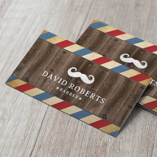 Barber Shop Mustache Hair Stylist Hout Visitekaartje