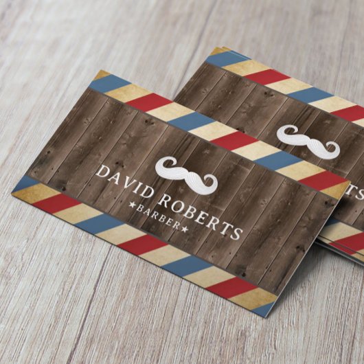 Barber Shop Mustache Hair Stylist  Hout Visitekaartje