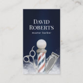 Barber Shop Navy Blue Professional Barbershop Visitekaartje (Voorkant)