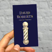 Barber Shop Navy Gold Barber Pole Barbershop Hair Visitekaartje