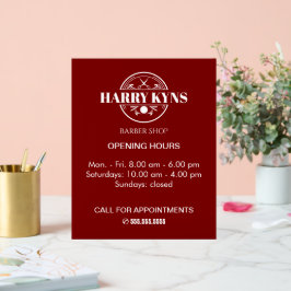 Barber shop openingstijden custom acryl bord