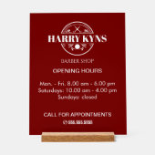 Barber shop openingstijden custom acryl bord (Voorkant)