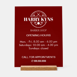 Barber shop openingstijden custom acryl bord