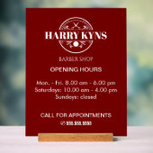 Barber shop openingstijden custom acryl bord (Neutraal)