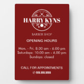 Barber shop openingstijden custom fotoplaat (voorkant)