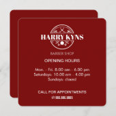 Barber shop openingstijden custom kaart (Voorkant / Achterkant)