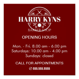 Barber shop openingstijden custom perfect poster