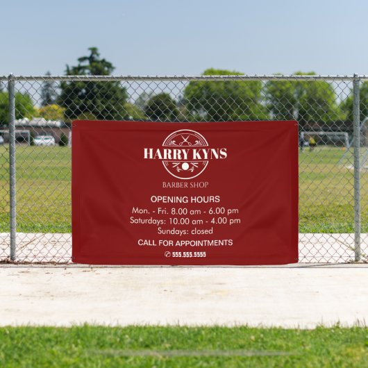 Barber shop openingstijden custom spandoek (Insitu)