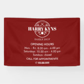 Barber shop openingstijden custom spandoek (Horizontaal)