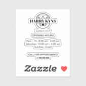 Barber shop openingstijden custom sticker (Vel)