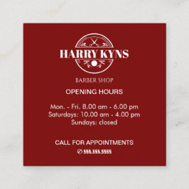 Barber shop openingstijden custom vierkante visitekaartje