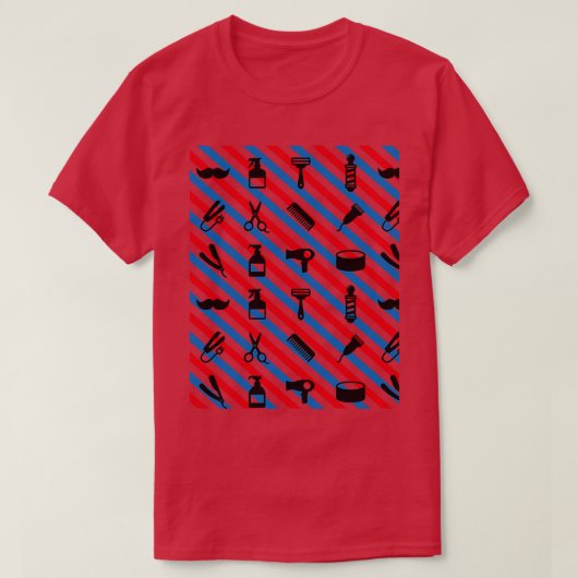 Barber Shop Pattern Sticker T-shirt (Design voorkant)