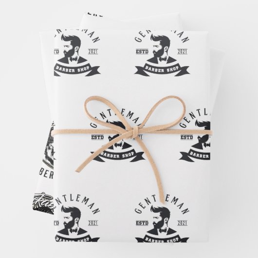 Barber Shop Pattern Wrapping Paper (In situ)