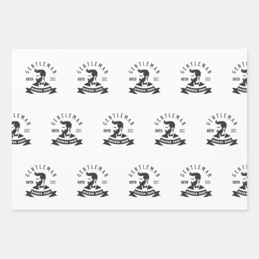Barber Shop Pattern Wrapping Paper (Voorkant)