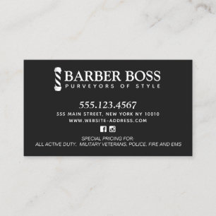Barber Shop Pole Black en White Business B Visitekaartje