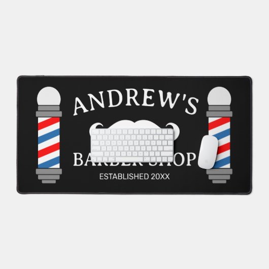 Barber shop pole desk mat voor herenkapsalon (Keyboard & Muis)