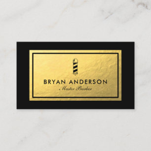 Barber Shop Pole - Faux Gold Foil Visitekaartje