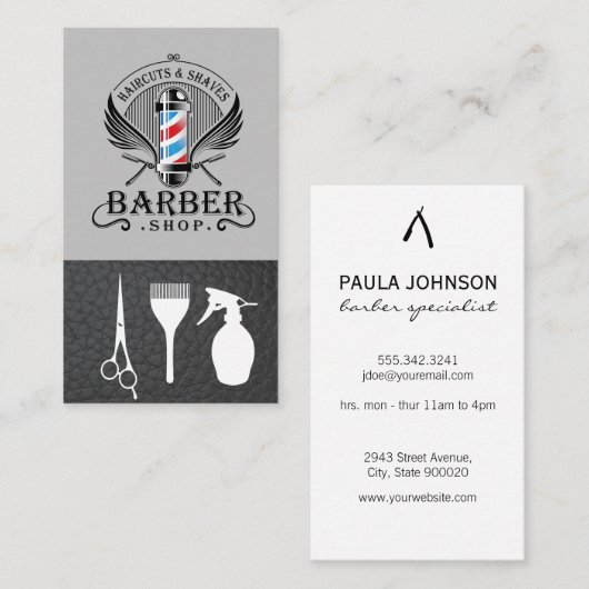 Barber Shop Pole Logo | kapper Visitekaartje (Voorkant / Achterkant)