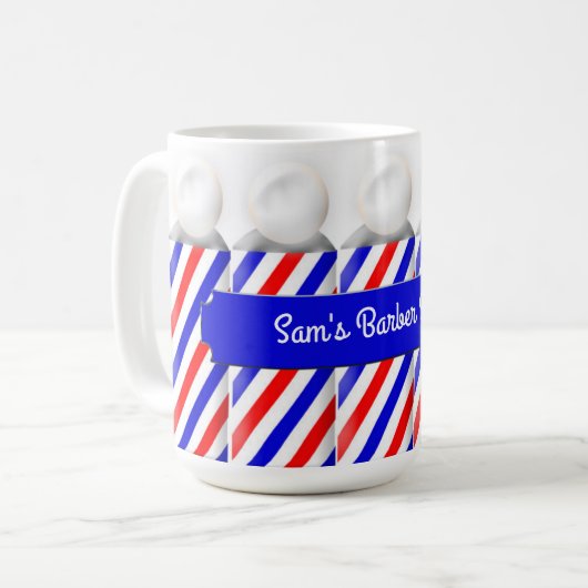 Barber Shop Pole Mok - Personaliseer Jouw naam (Voorkant links)