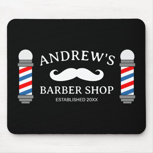 Barber shop pole muismat voor herenkapsalon (Voorkant)