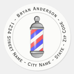 Barber Shop Pole Return Address Label