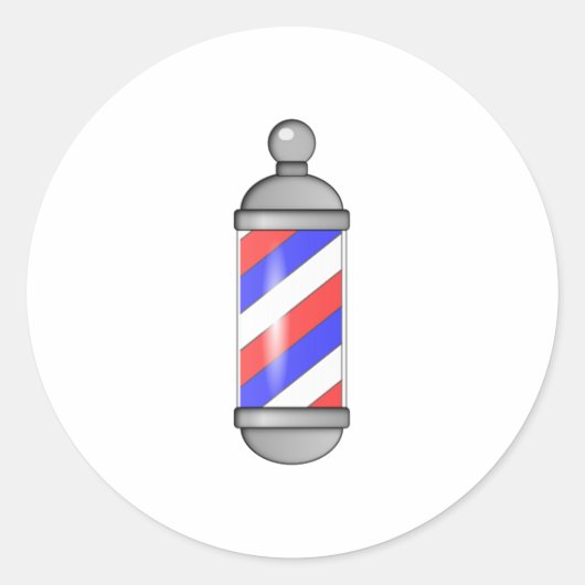 Barber Shop Pole Ronde Sticker (Voorkant)