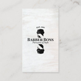 Barber Shop Pole Rustic White Wood Visitekaartje