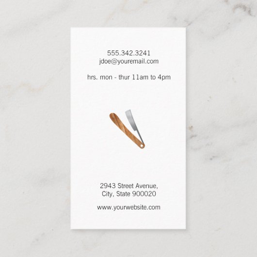 Barber Shop Pole Scissors Visitekaartje (Achterkant)