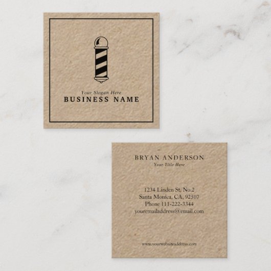 Barber Shop Pole Vierkante Visitekaartje (Voorkant / Achterkant)