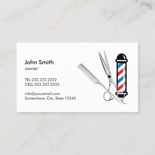 Barber Shop Professional Blue en Red Stripes Visitekaartje (Achterkant)