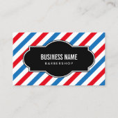 Barber Shop Professional Blue en Red Stripes Visitekaartje (Voorkant)