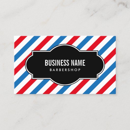Barber Shop Professional Blue en Red Stripes Visitekaartje (Voorkant)