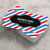 Barber Shop Professional Blue en Red Stripes Visitekaartje