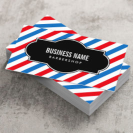 Barber Shop Professional Blue en Red Stripes Visitekaartje