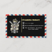 Barber Shop Professional Blue & Red Stripes Custom Visitekaartje (Achterkant)