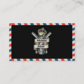 Barber Shop Professional Blue & Red Stripes Custom Visitekaartje (Voorkant)