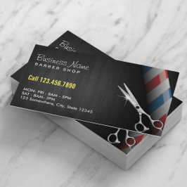 Barber Shop Professional Dark Wood Silver Scissor Visitekaartje