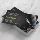 Barber Shop Professional Dark Wood Silver Scissor Visitekaartje
