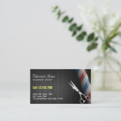 Barber Shop Professional Dark Wood Silver Scissor Visitekaartje (Staand voorkant)