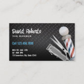 Barber Shop Professionele Haarschaar Donker Metaal Visitekaartje (Voorkant)