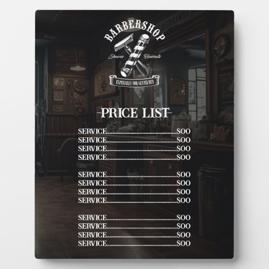 Barber Shop Professionele haarstylist prijslijst Fotoplaat (Voorkant)