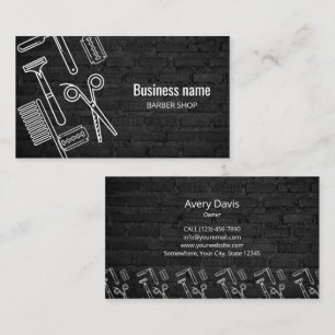 Barber Shop Professionele Hair Stylist Zwart Brick Visitekaartje