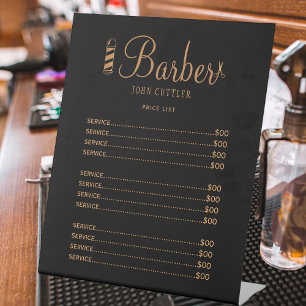 Barber shop professionele logo prijslijst reclamebord met voetstuk