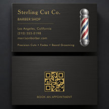 Barber Shop QR Code Metallic Professioneel