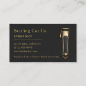 Barber Shop QR Code Zwart & Goud Professioneel Visitekaartje (Voorkant)